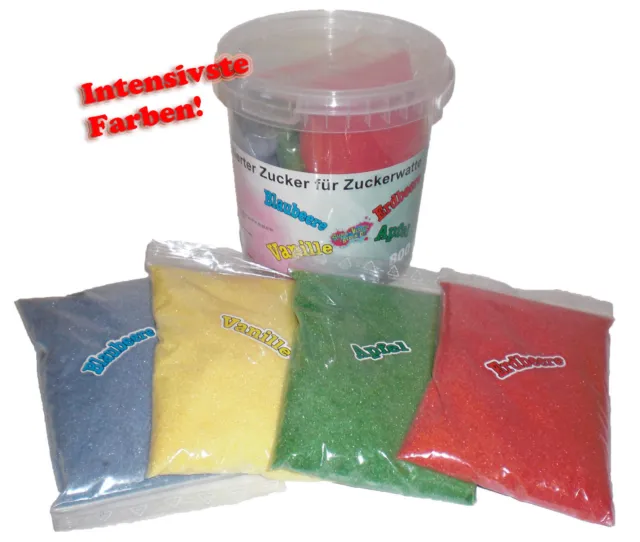 4 x 200 Gr (14,94 € pro Kg) Farbaromazucker Zucker zum färben von Popcorn