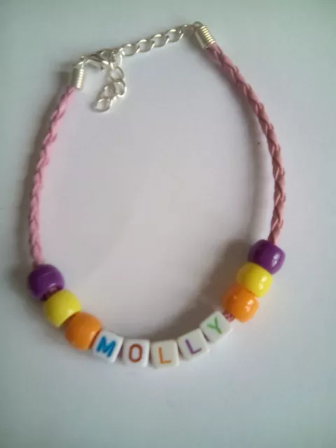 Personalised Friendship Bracelet Kids Boys Girls Name Letter Message Beads