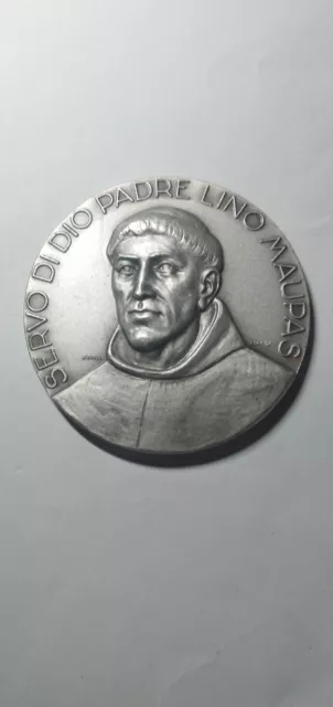 Medaglia Parma   Padre Lino Maupas Servo Di Dio 60mm Bronzo Argentato 110gr 1984