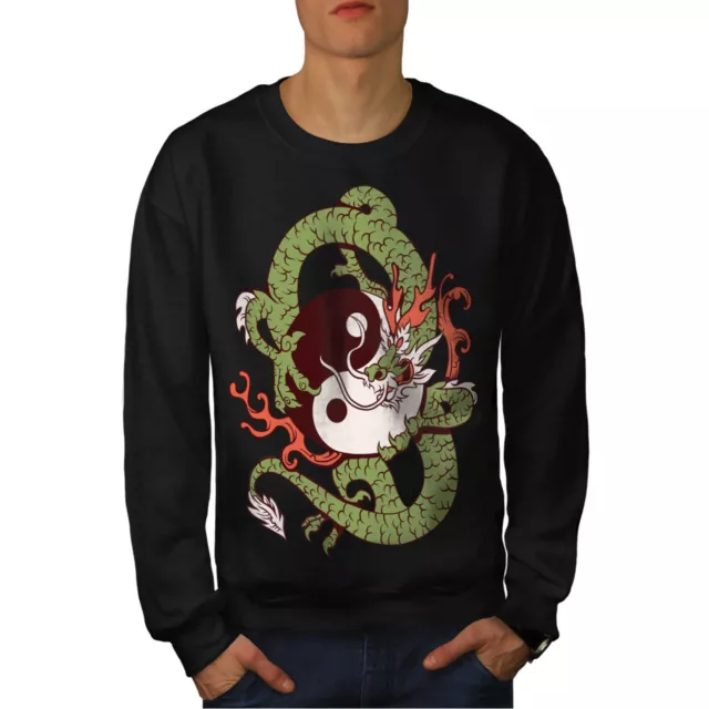 Wellcoda Dragon Yin Yang Art Mens Sweatshirt, China Casual Pullover Jumper