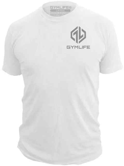 Gym Life® ICON Tee Men's Athletic T-Shirt Work Out Exercise Fitness Shirt White