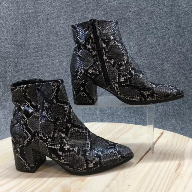 Madden Girl Boots Womens 6.5 M Dafnii Ankle Booties Heels Black Faux Snakeskin