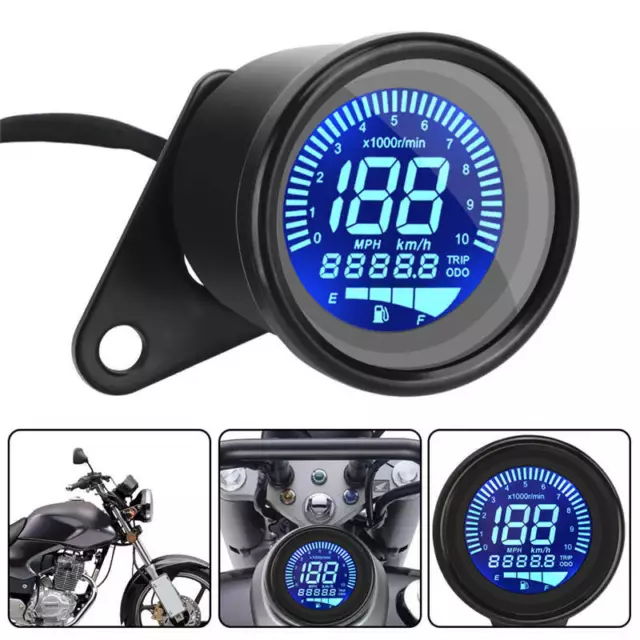 12V Moto LED LCD Compteur Vitesse Mumérique Rétro Tachymètre Carburant Compteur