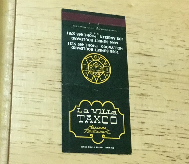 VINTAGE MATCHBOOK EPHEMERA La Villa Taxco Mexican Restaurant Sunset