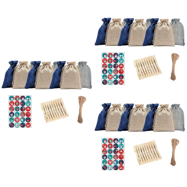72 Piezas Saco Navidad Bolsa Regalo Calendario de Adviento Kit con