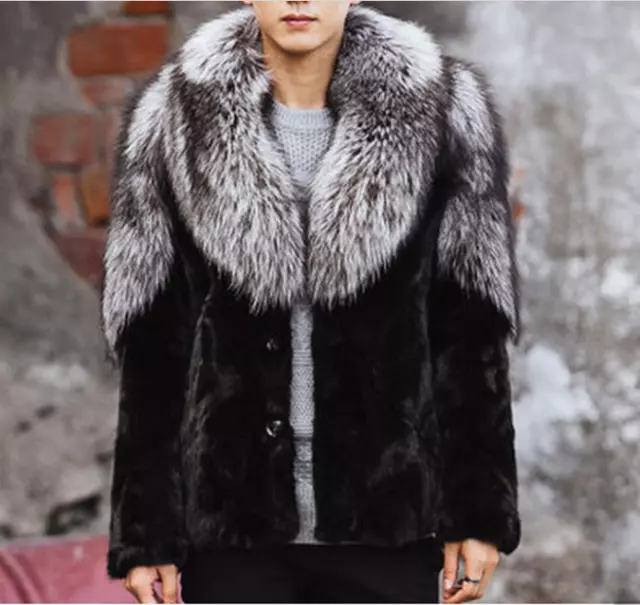 Winter Mens Faux Fur Parka Warm Overcoat Outwear Coat Casual Thicken Jacket Size