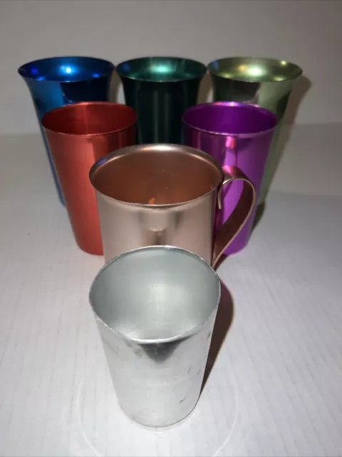 NEW 6 PCS Anodized Aluminum Tumblers Drinking Glasses Vintage Retro Metal  Cup