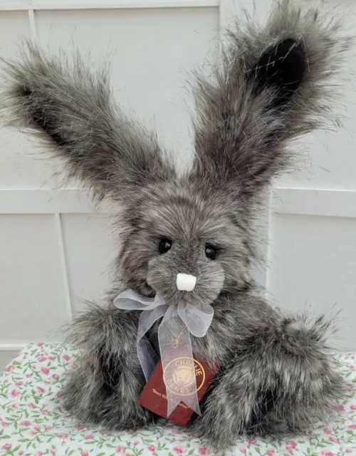 New Tagged Rare Retired DUSK Charlie Bear Soft Plush Grey Bunny Rabbit / 31cm