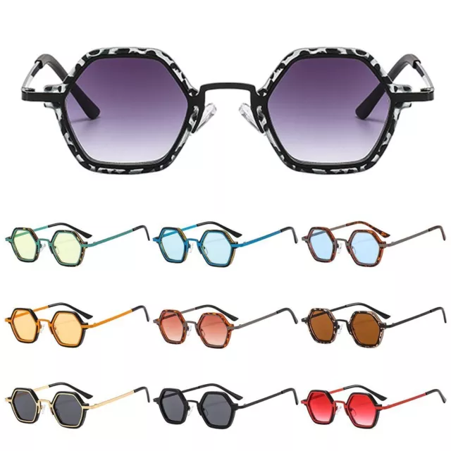 Unisex Small Polygonal Sunglasses Metal Frame Sun Glasses  for Women & Men