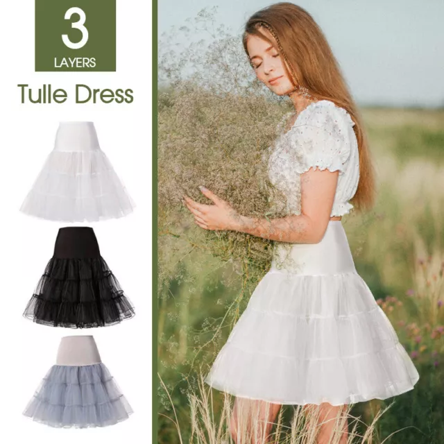 Women Tutu Skirt Lady Vintage Petticoat Tulle Dress 50s Underskirt Ballet Skirts