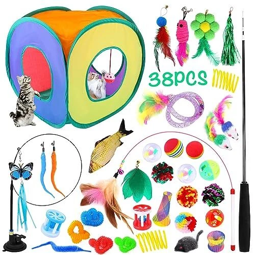 JOTOL Jouets Chat,38pcs Jouet pour Chat,Jouets pour Chats Interactif Jeux Chaton
