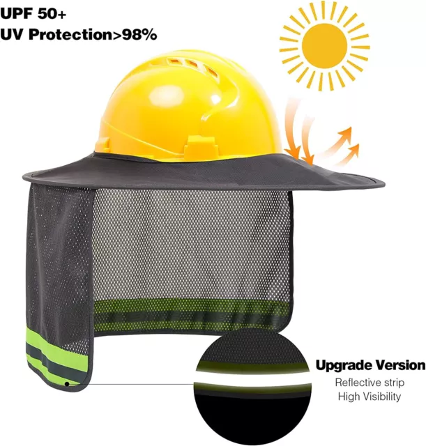 3 Pack Hard Hat Sunshield Upgrade Full Brim Neck Sunshade Cover - GREY 2