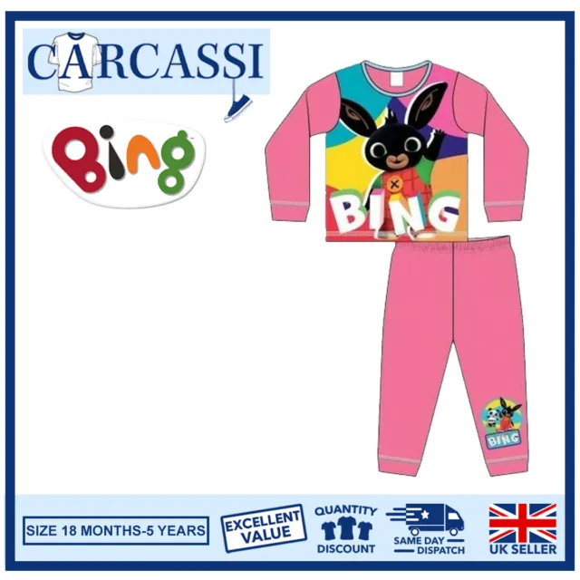 Girls Pyjamas Bing Kids Childrens Pink Bunny PJs Age 18 Months -5 Years