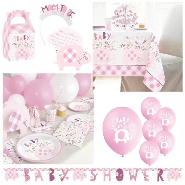 Floral Elephant Baby Shower, Pink Girls Party, Decorations, Tableware, Games