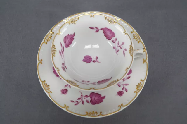 KPM Berlin Hand Painted Pink Floral Leaves & Gold Tea Cup Circa 1832 - 1837 3