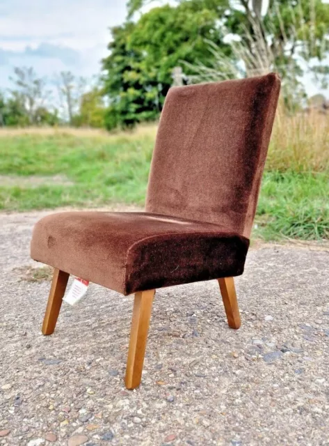 Vintage Mid-Century Brown Nursing Bedroom Cocktail Chair - Retro Scandi Danish