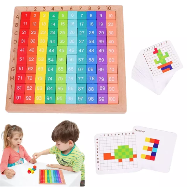 10 x 10 Times Tables Tray, Wooden Number Tray, Counting to 100 Board