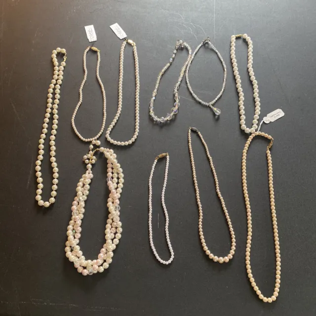 Vintage-now lot Of 10 Necklaces -Pearls/crystal Beads. Wedding - 2 Mariell nwt-