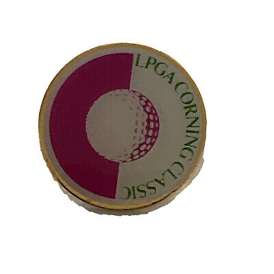 LPGA Corning Classic Lapel Hat Pin Golf Pink White Green Gold Tone Back