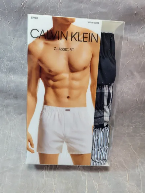 Calvin Klein Cotton Classics Fit Multipack Woven Boxers Small - NB4006460 NIP