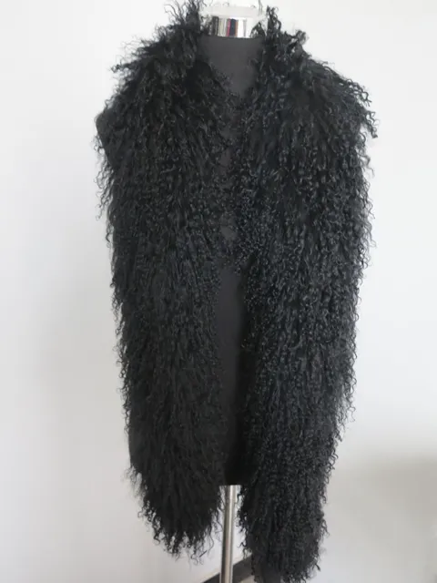 100% real Mongolia lamb fur scarf /fur collar/ fur neck wrap/ women black cape