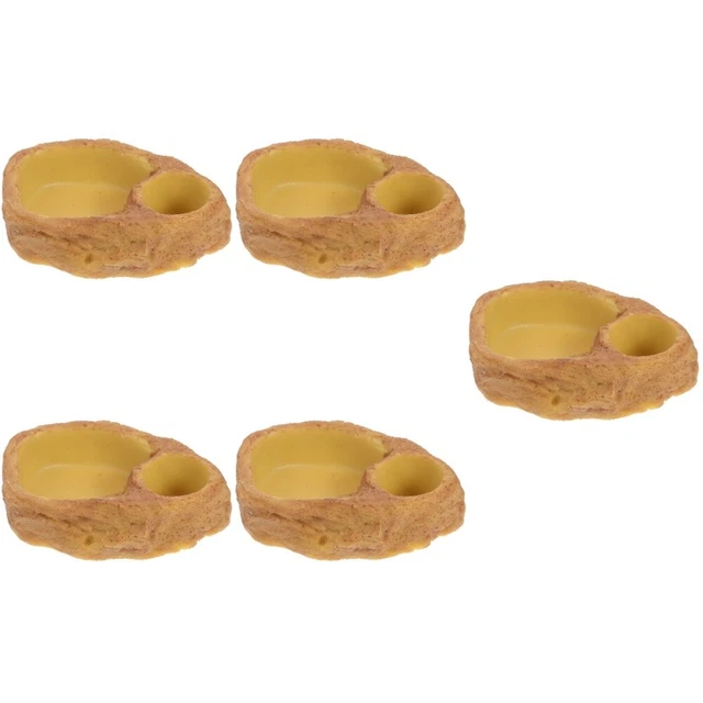 Ciotole Per Bere A Forma Di Roccia Per Rettili – 2 Pezzi In Plastica Marrone, Per Terrario E Paludario (Altezza 2 Cm)