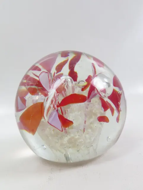 Kugelförmiger Briefbeschwerer Paperweight Glas Luftblasen Murano? "Blumen" 845 g