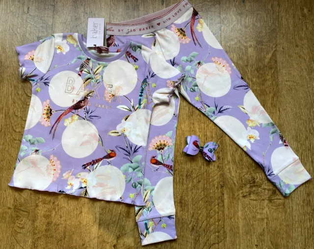 Leggings top outfit Ted Baker nuovo con etichette 5-6 anni set floreale nuovi spot fiocco lilla