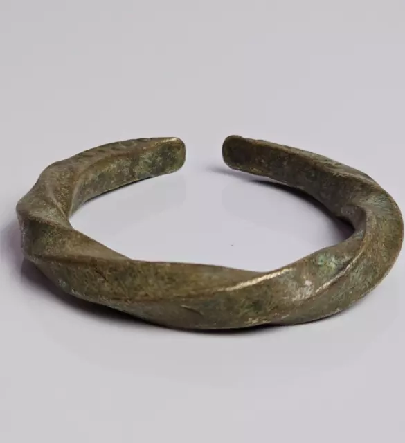 A Genuine Rare Ancient Viking Bracelet Bronze Snake Artifact Authentic Antique