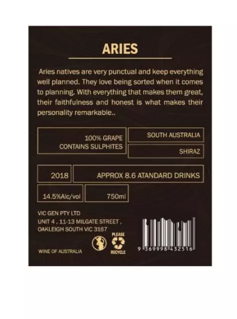 (12 Bottles) SA Aries Shiraz 750ml 2019 Red Wine South Australia Vineyards 3