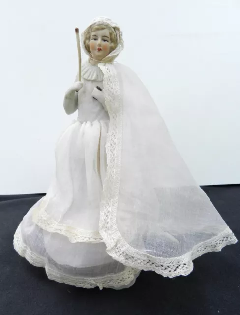 ANCIENNE DEMI-FIGURINE PORCELAINE COMMUNIANTE Circa 1900 * RARE BOÎTE à DRAGÉE