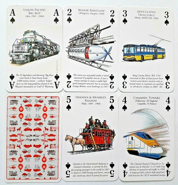 TRANSPORT PLAYING CARDS Rail Trains Trams Cable 52 & 2J & Box 2008