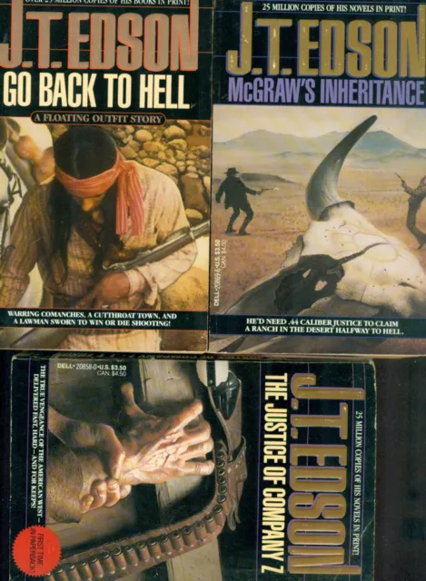 J.T. Edson lot (3) COMPANY Z, MCGRAW'S INHERITANC,E TO HELL (1991/1992) Dell pbs