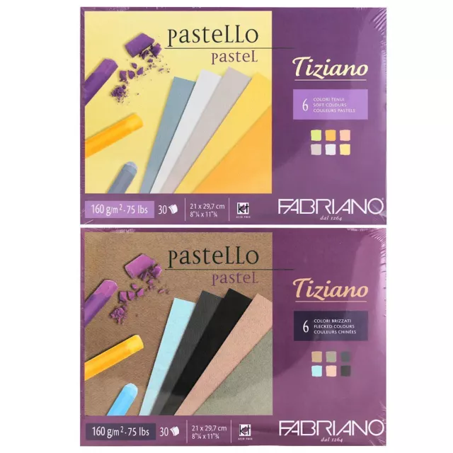 Tiziano Artists Coloured Pastel Paper 30 Sheets 160gsm A4 pencil charcoal