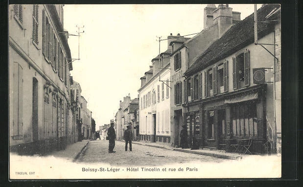 CPA Boissy-St-Leger, Hotel Tincelin and rue de Paris