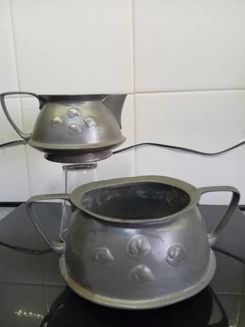 Tudric Pewter Milk Jug & Sugar Bowl. Liberty?