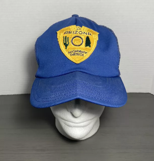 VINTAGE Arizona Highway Patrol Hat Cap Snapback Blue Trucker One Size Mens 80s