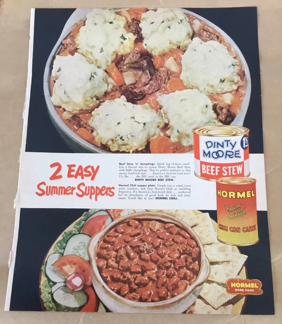 Hormel Dinty Moore print ad 1955 vintage 1950s retro decor home food beef stew