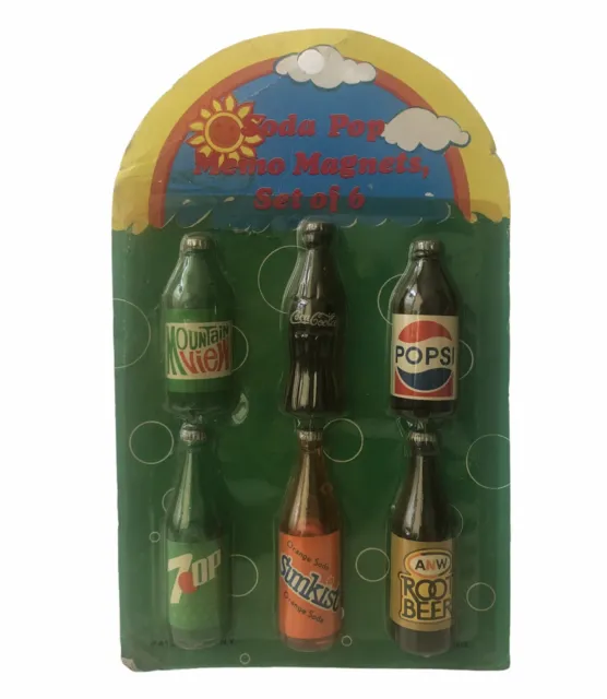 Vintage Soda Pop Memo Magnets Set Of 6 Soda Pop Bottles #4120