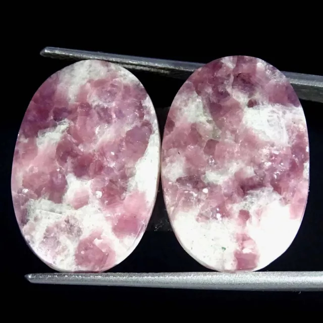 21.00Cts Natural Pair Lepidolite Loose Oval Cabochon Gemstones