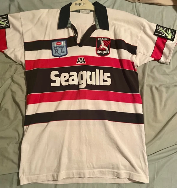 GOLD COAST SEAGULLS Rugby League Game Worn Jersey 1993 Match Nswrl Size L $900.00 - PicClick AU