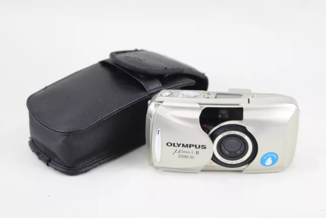 Olympus MJU-II Zoom 80 COMPACT FILM CAMERA All-Weather w/ Original Case WORKING