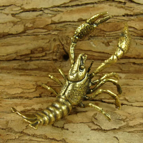 Brass Lobster Figurines Prawn Statue Animal Figurines Home Office Ornament