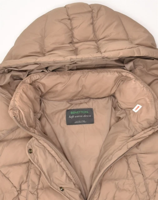 WOMENS HOODED Padded Coat UK 8 Small Beige Nylon HR01 £36.07