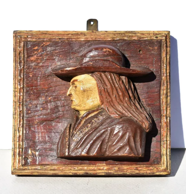 Bas-relief en bois sculpté buste de Breton – art sculpture