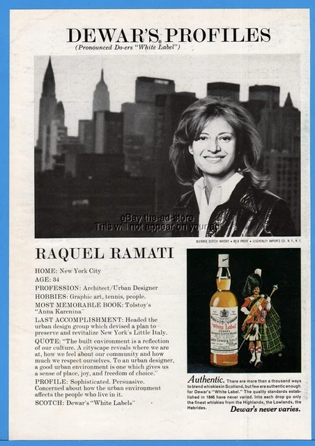 1976 Dewars White Label Whisky Raquel Ramati NY Architect Urban Design Photo Ad