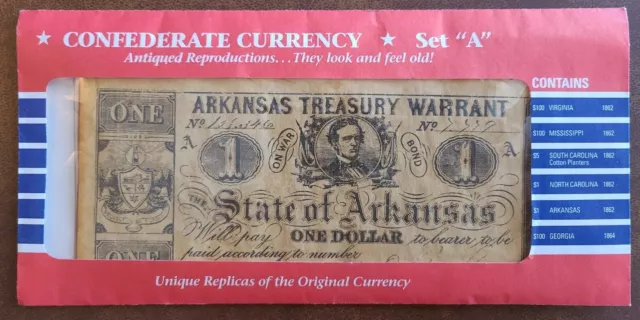 UNIQUE REPLICAS OF THE CONFEDERATE  ORIGINAL CURRENCY SET A civil war money