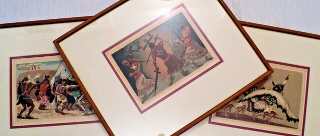 1940s Set of 3 ORIGINAL Signed ANNA BARRY Serigraph NATIVE AMERICAN Pueblo Scene 1940s Set of 3 ORIGINAL Signed ANNA BARRY Serigraph NATIVE AMERICAN Pueblo Scene