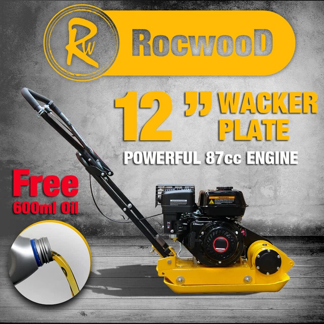 Wacker Plate Compactor Compaction RocwooD 12" 5HP 87cc Petrol Engine FREE Oil