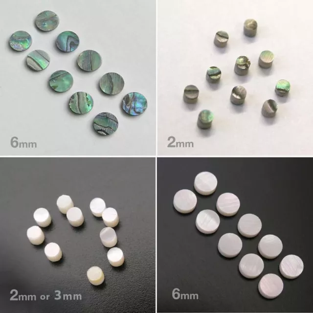 10 x Mother of Pearl MOP abalone Round Guitar Neck Inlays Dots FB5 FB6 FB18